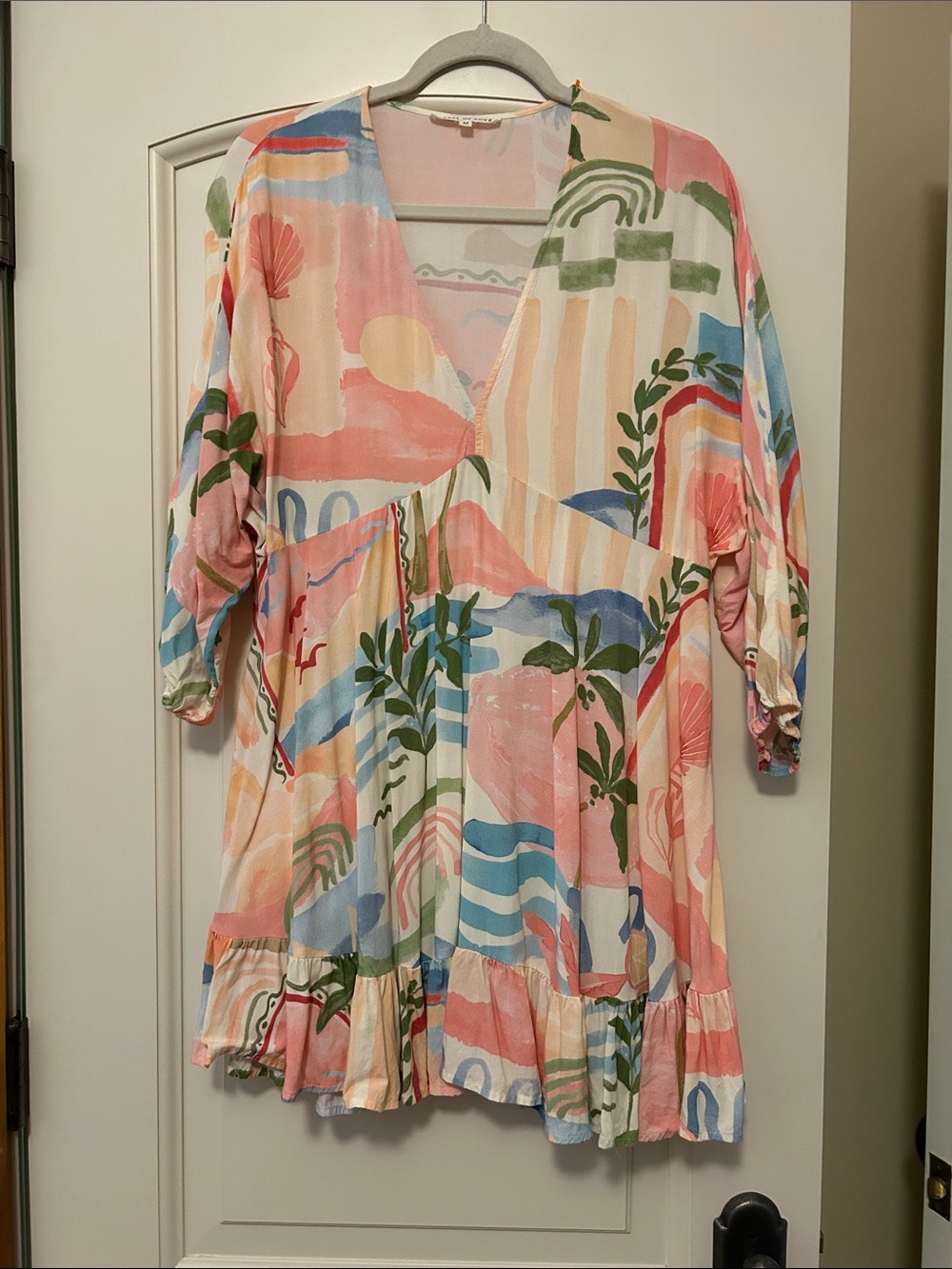 Pastel Botanical V-Neck Mini Dress